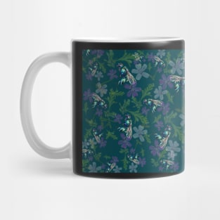 Bee with orchid and flowers green background Mug